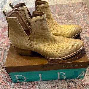 Diba True Tan Perforated Leather Ankle Boots